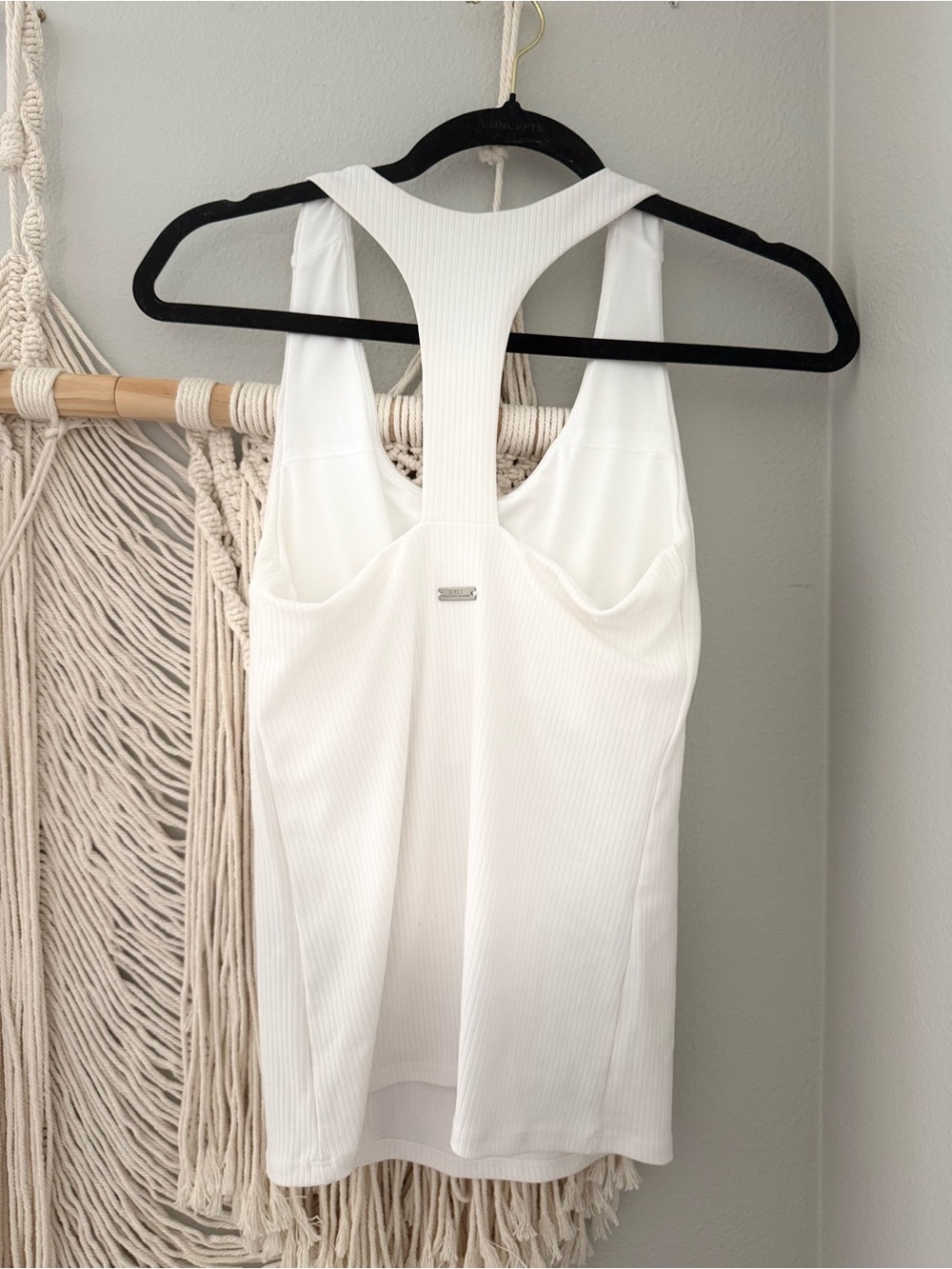 BYLT Basics White Ribbed Racerback Tank - Picture 5 of 9